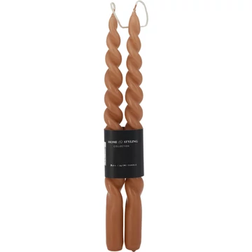 Csavart gyertya szett – Rozsdabarna, 25 cm, 2 db