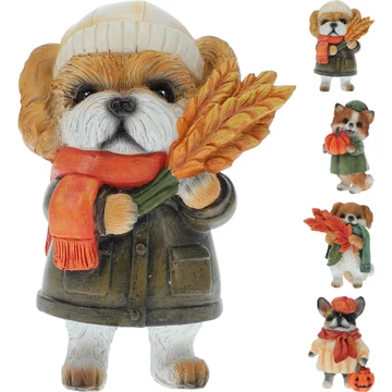Álló kutya figura – őszi dekoráció, 13 cm