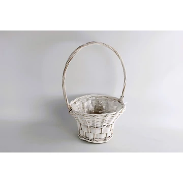 Fehér fonott kosár füles 18-2481A