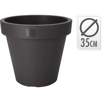 Kerek műanyag kaspó – 35 cm, szürke