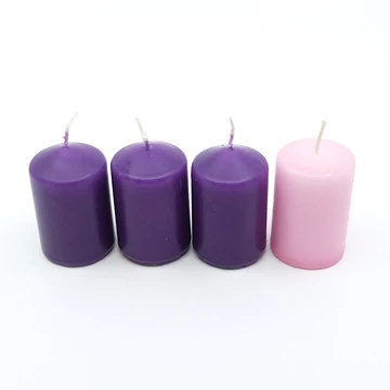 Adventi henger gyertya 4 db-os 40x60 mm, 3 lila + 1 rózsaszín