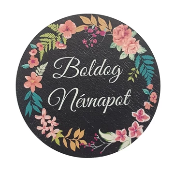 Fa tábla 7x7 cm 5 db, "Boldog Névnapot"