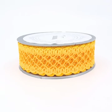 Horgolt csipke szalag – 3,5 cm × 10 yard, napsárga