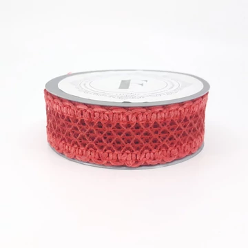 Horgolt csipke szalag – 3,5 cm × 10 yard, bordó