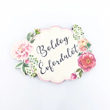 Fa tábla 7.5x5.5 cm 5 db, "Boldog Évfordulót"