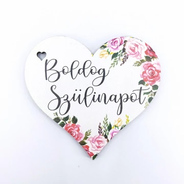Fa tábla szív alakú 8x7 cm 5 db, "Boldog Szülinapot"