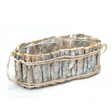Kéregláda szürke ovális 15x35x15 cm