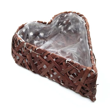 Szív alakú fonott kosár TC8794001-2, 26x23 cm, barna