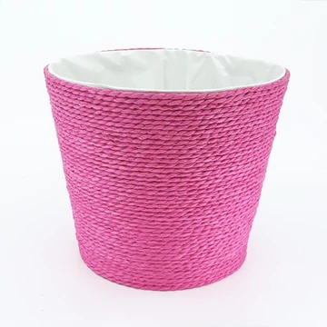 Színes fonott cérna kaspó 18 cm, magenta