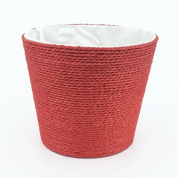 Színes fonott cérna kaspó 18 cm, piros