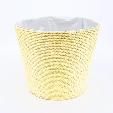 Színes fonott cérna kaspó 18 cm, sárga