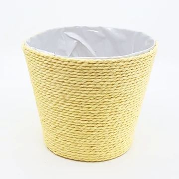 Színes fonott cérna kaspó 15 cm, sárga
