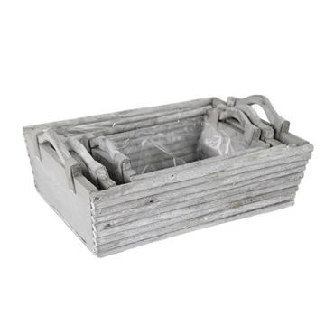 Fa láda szürke A271 3db/szett, 26x17x9/12 cm + 32x22x10/13 cm + 38x28x11/15 cm