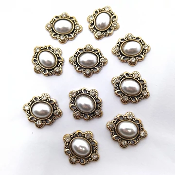 Strasszos bross 10 db 2x1.8 cm, bronzos