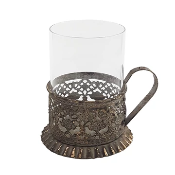 Fém mécsestartó + fül bronz 13 cm