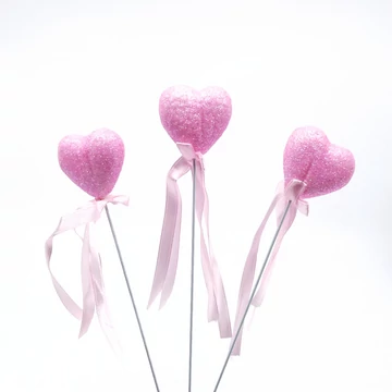 Pálcás szív – rózsaszín, 21 cm (12 db/csomag)
