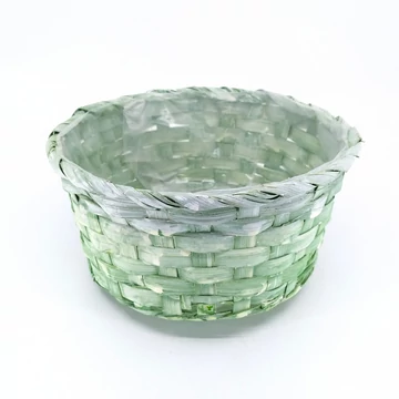 Zöld háncs kosár bélelt 20 cm