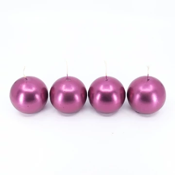 Gömb gyertya mártott 6 cm METÁL 4 db-os, magenta