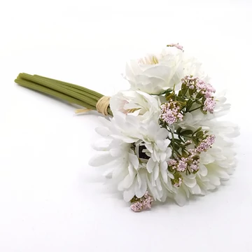 Gerbera + peony + rezgő csokor, fehér