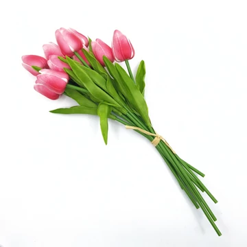 Tulipán x10 selyem kötegelt 40 cm, piros