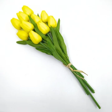 Tulipán x10 selyem kötegelt 40 cm, sárga