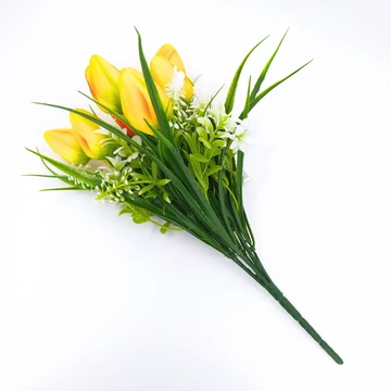 Tulipán x9 + zöldek 36 cm   H7638, narancs