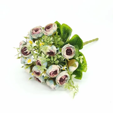 Ranunculus x9 +kamilla+zöldek, mályva-kék