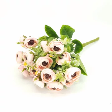 Ranunculus x9 +kamilla+zöldek, rózsaszín