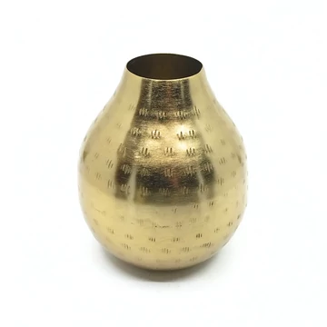 Fém váza arany 15 cm, karcolt