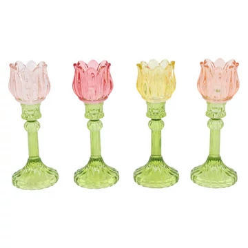 Tulipán mécsestartó talppal 8,2x8,2x22 cm