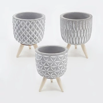 Kaspó – lábon álló, 8 cm, szürke