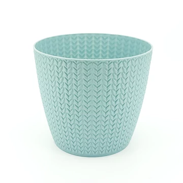 Műanyag kaspó fonott mintás színes 16 cm, kék