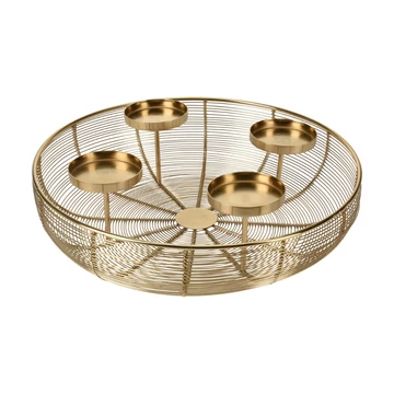 Arany rácsos tál + 4 gyertyatartó 36 cm