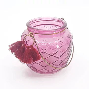 Mécsestartó bojttal dia 11,5 cm, magenta