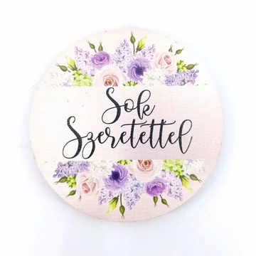 Fa tábla 5x5 cm 5 db, "Sok Szeretettel"