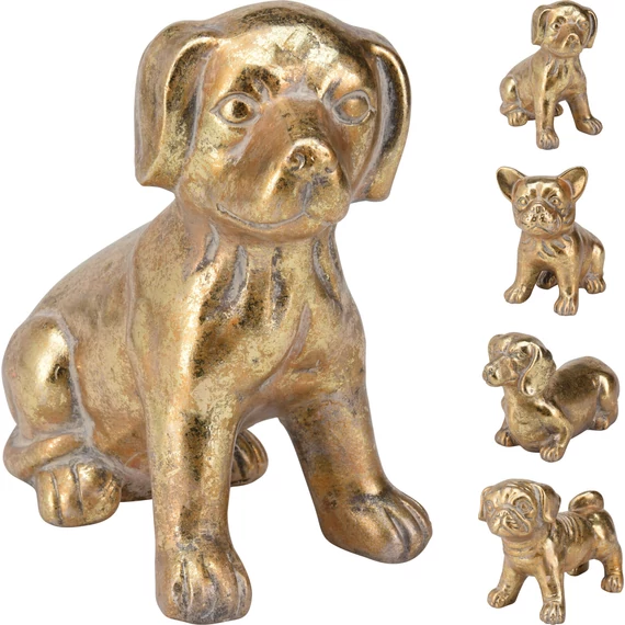 Antikolt arany kutya figura – 15 cm