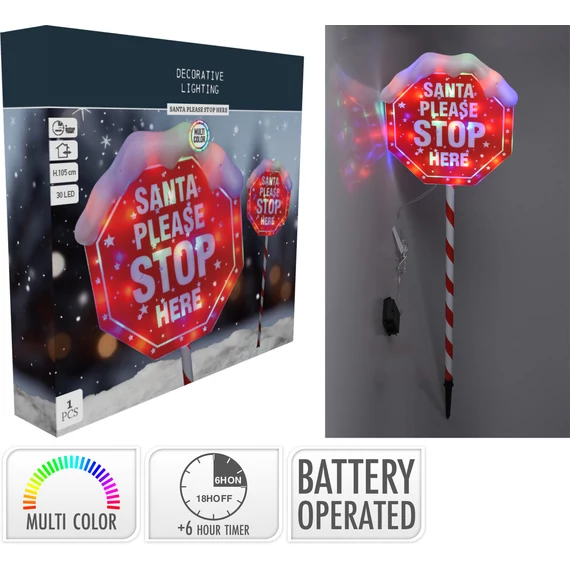 Santa Stop világító tábla – 105 cm