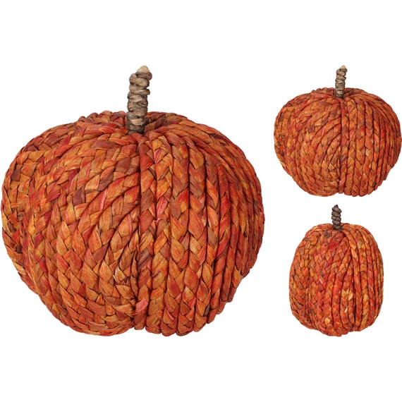 Fonott tök dekoráció – narancs, 20 cm