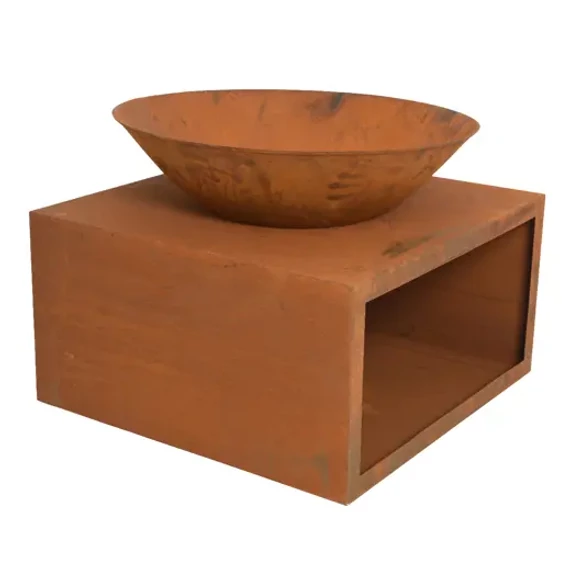 Tűzrakó szögletes rozsdás – 75 x 75 x 58 cm