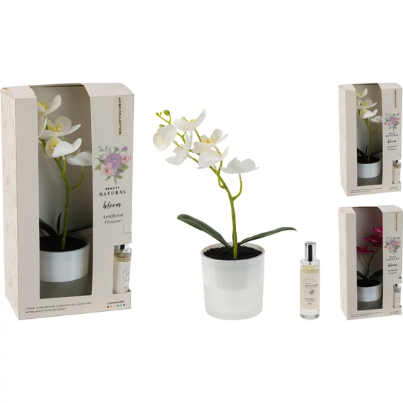 Orchidea műnövény – LED világítással és illatpermettel