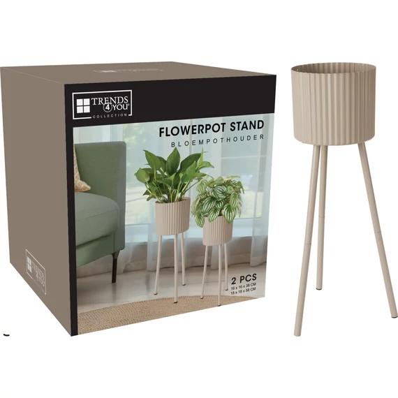 Lábas kaspó szett – 2 db, homok, fém