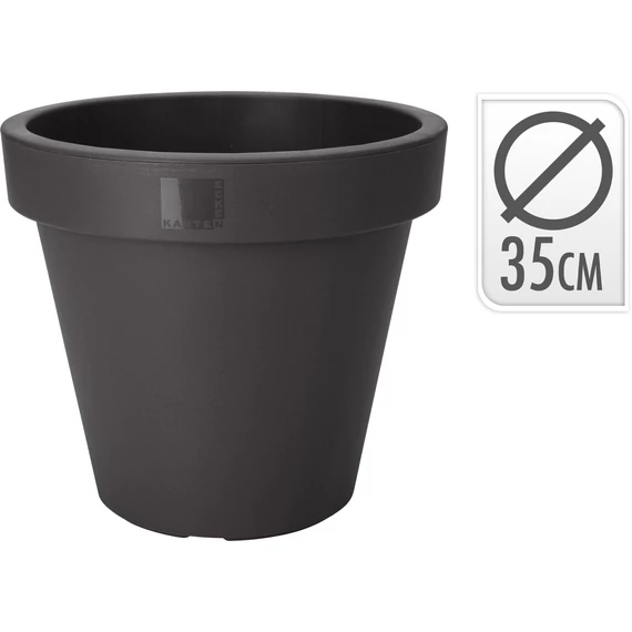 Kerek műanyag kaspó – 35 cm, szürke