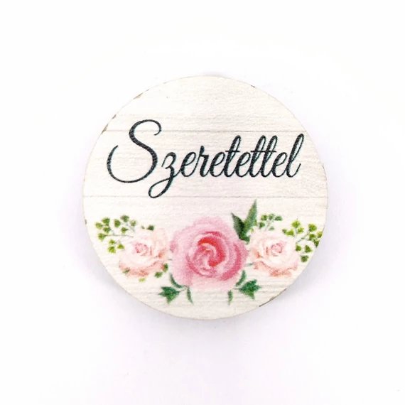 Fa tábla 3x3 cm 5 db, "Szeretettel"