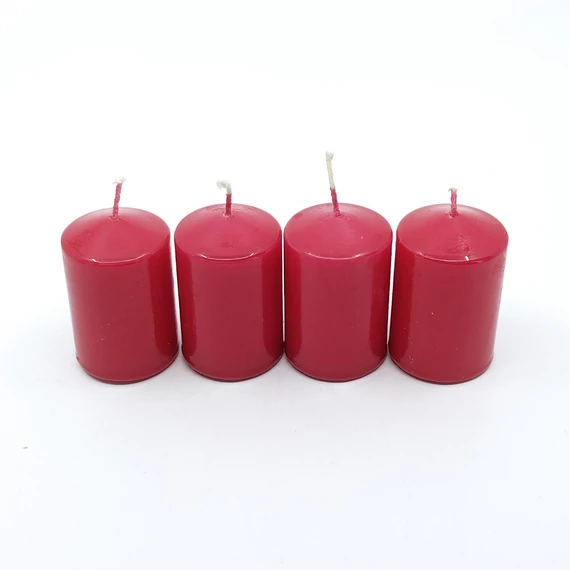Adventi henger gyertya 4 db-os 40x60 mm, piros
