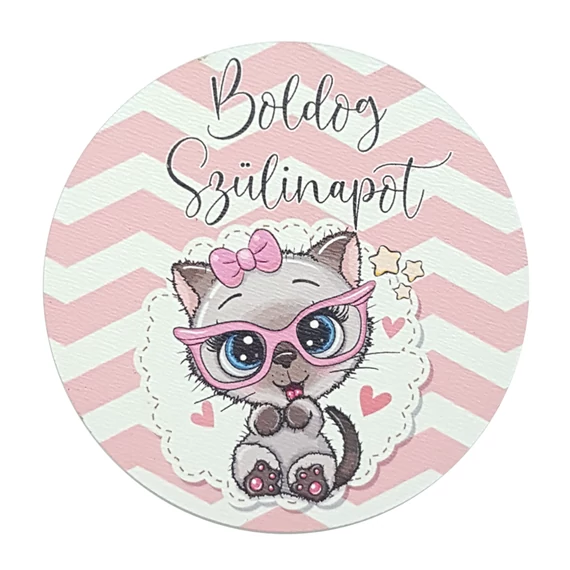 Fa tábla 7x7 cm 5 db, "Boldog Szülinapot"