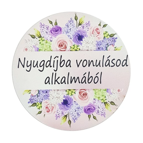 Fa tábla 7x7 cm 5 db, "Nyugdíjba vonulásod alkalmából"