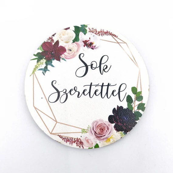 Fa tábla 7x7 cm 5 db, "Sok Szeretettel"