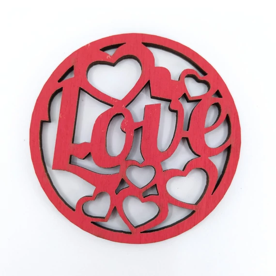Fa tábla "love" 9x9 cm 3db