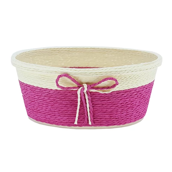 Köteles ovális kosár színes, 18x10,5x8,5 cm, magenta