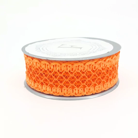 Horgolt csipke szalag – 3,5 cm × 10 yard, narancs